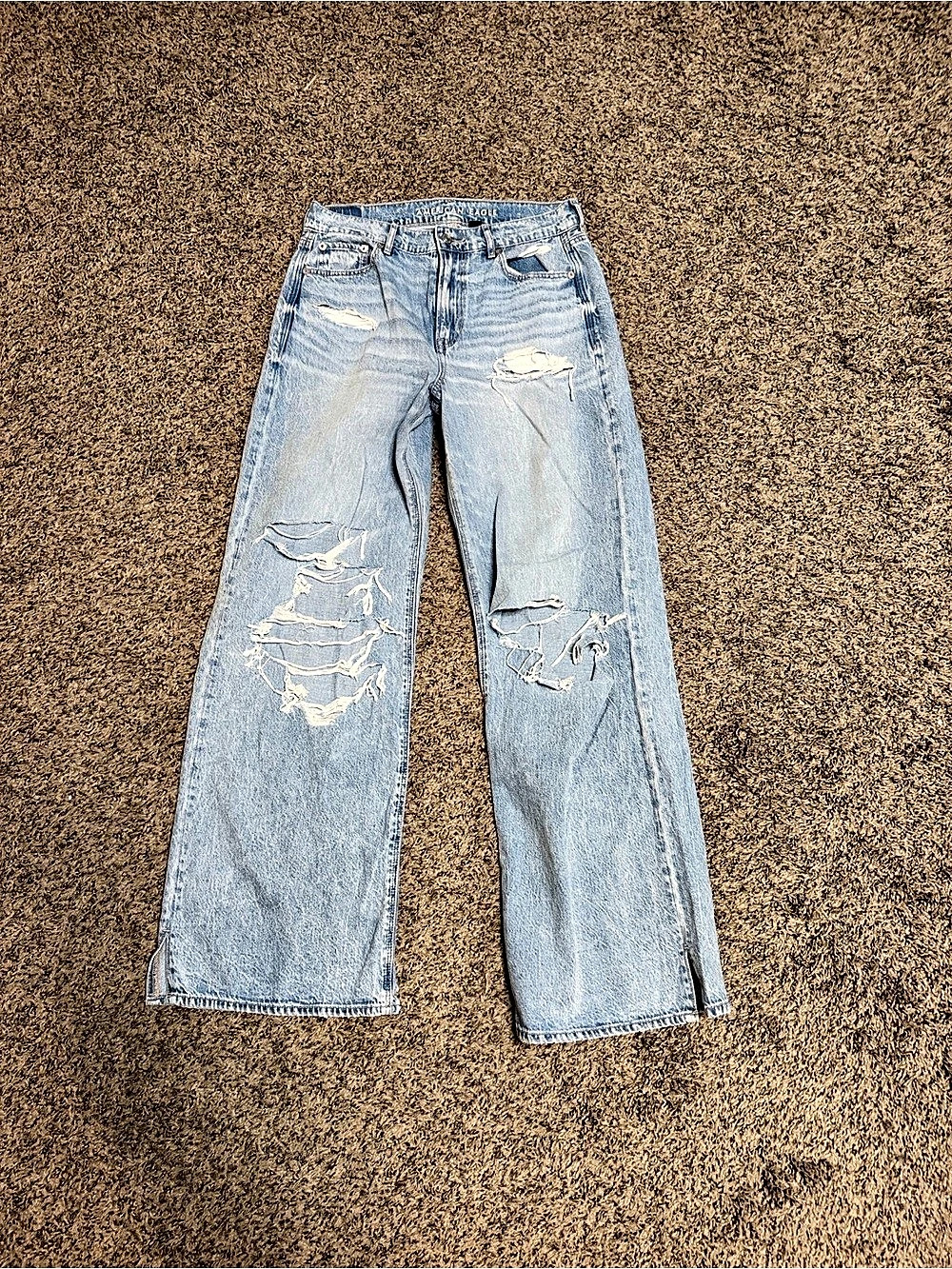 American Eagle AE Super High-Waisted Baggy Wide-Leg Jean Blue Size 4